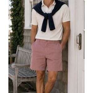 Banana Republic seasucker white and pink striped cotton shorts country club 32